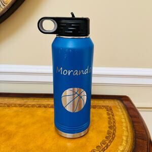 Basketball Stainless Steel Double Wall Vacuum Insulated 32 oz Blue Water Bottle